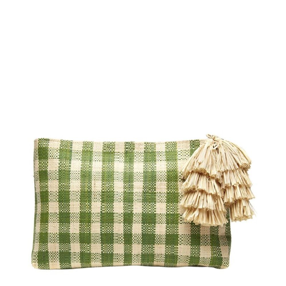 Mar Y Sol Hazel Raffia Clutch, Green
